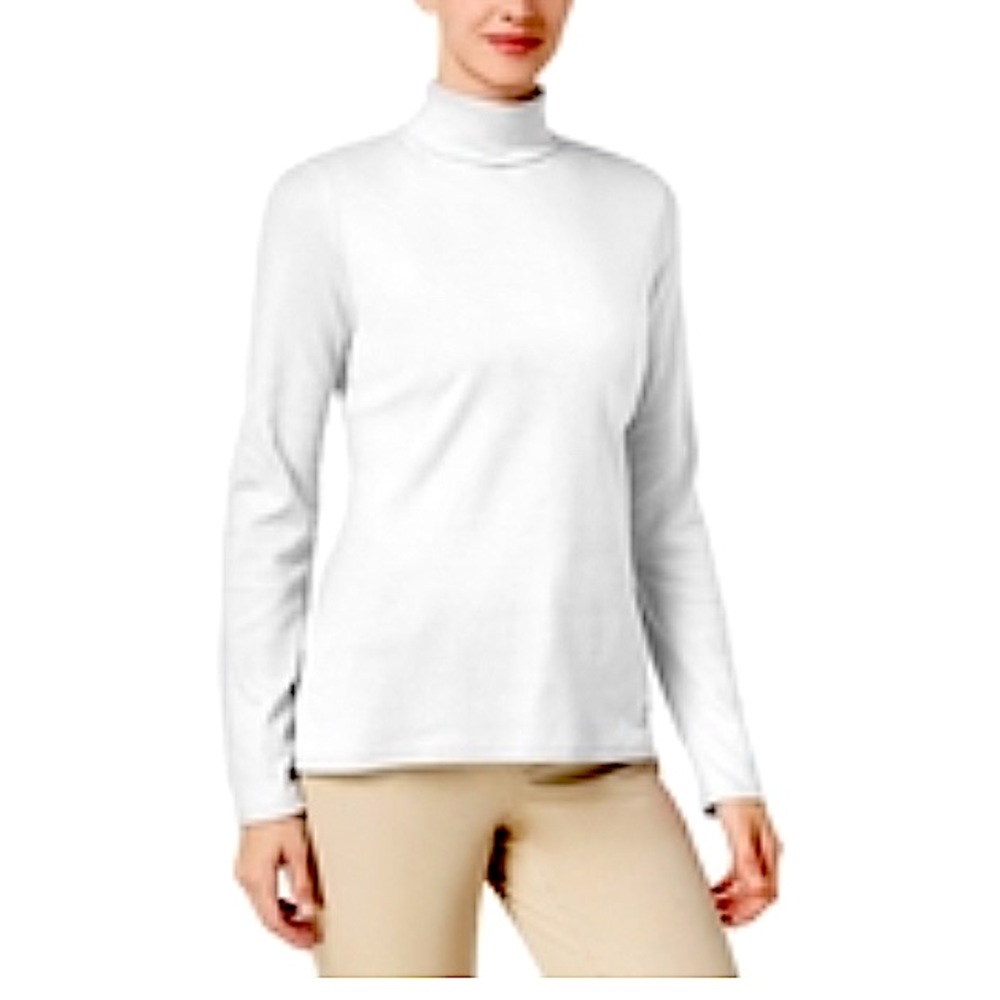 Karen Scott Women’s White Petite Turtleneck Top